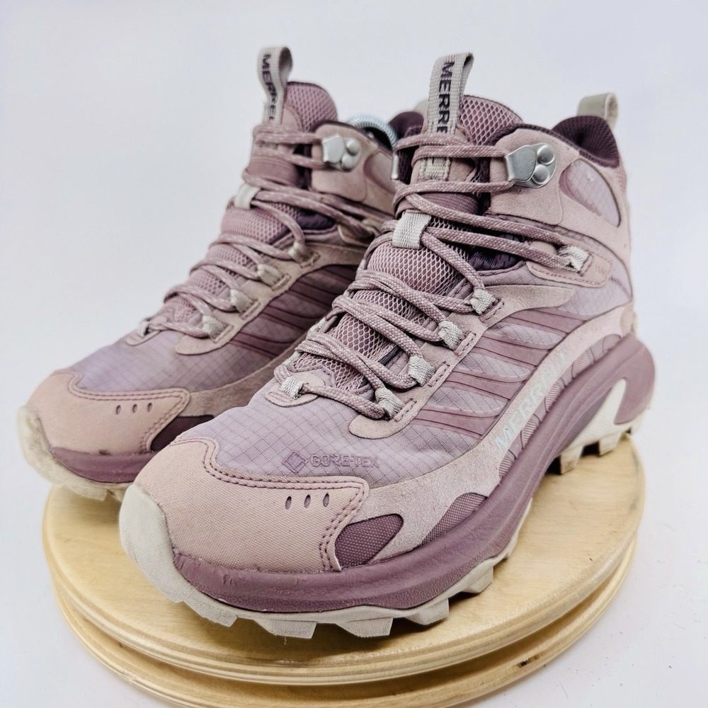 Merrell Moab Speed 2 Mid Waterproof Womens 7 Pink Hiking Boots Trail Shoes - Picture 2 of 10